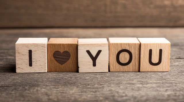 I Love You Wooden Blocks Romantic Flat Lay