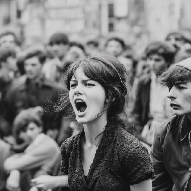 Paris May 1968 Student Protest Black and White Photo
