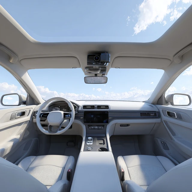 Modern Car Interior Design Bright Daylight Detail Textures