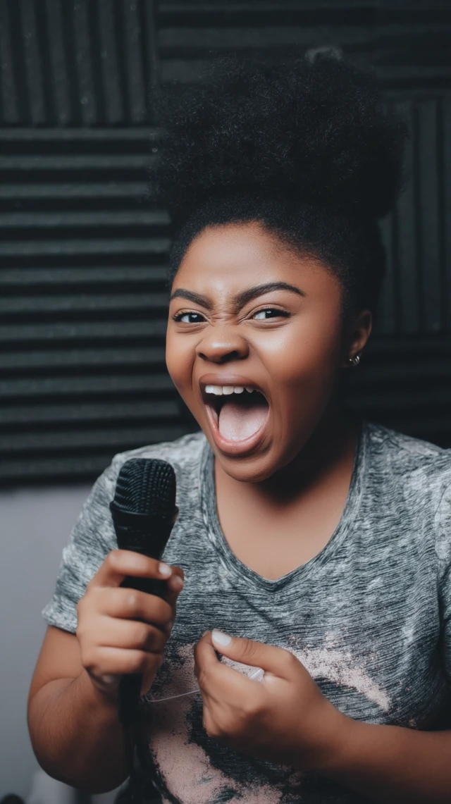 Passionate African Vlogger Speaking into Mic