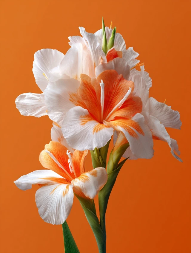 White and Orange Flower on Orange Background