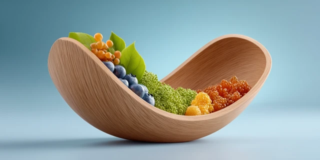 Abstract Wooden Table Garden with Citrus Fruits