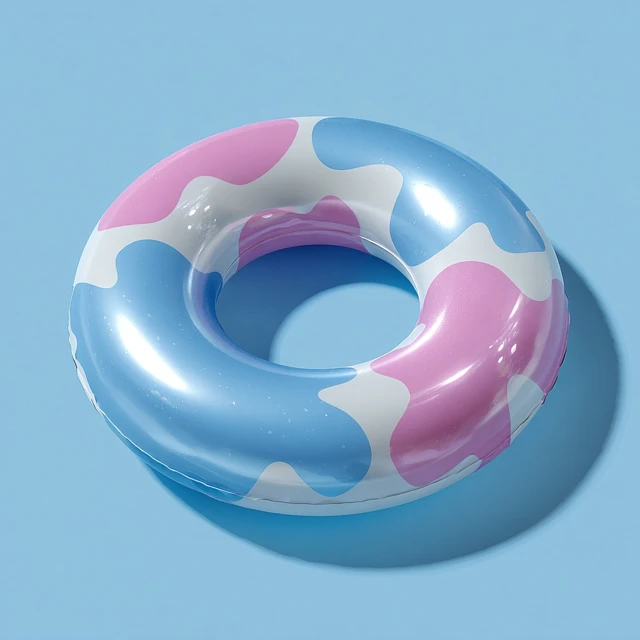 Cute Cow Pattern Swim Ring Pink and Blue