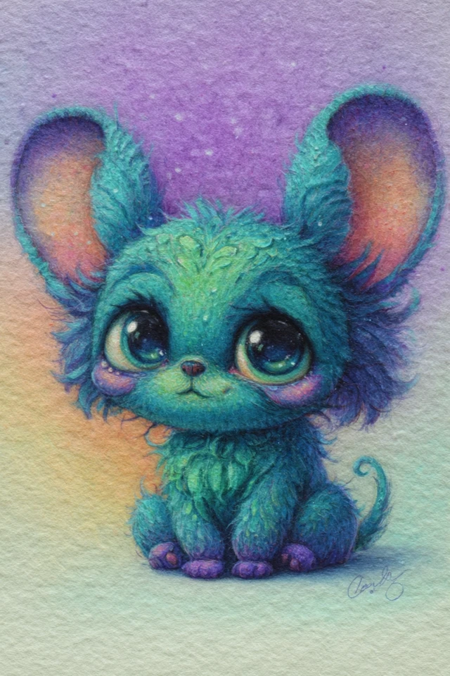 Cartoon Mouse Art with Impasto Technique