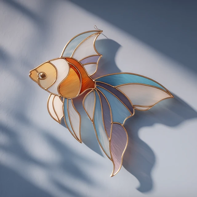 Goldfish Suncatcher Stained Glass Art Minimalist Design