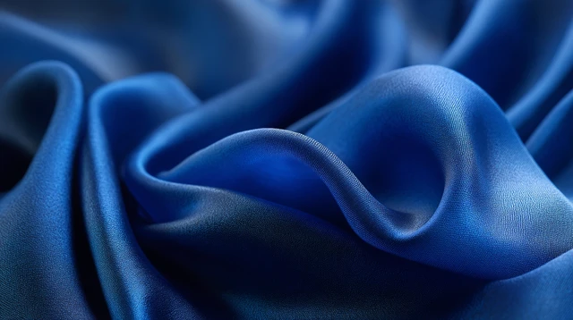 Blue Silk Fabric Background Close Up Texture