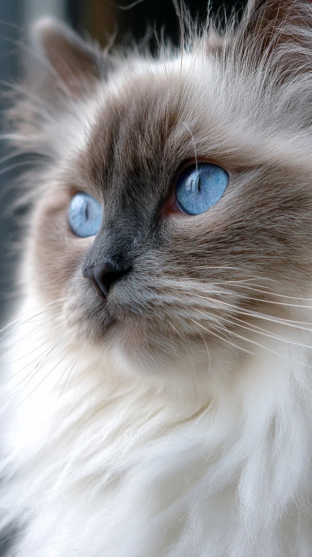 Ragdoll Cat Stunning Blue Eyes and Long Fur Beauty
