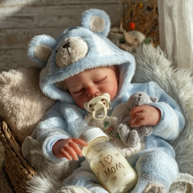 Reborn Baby Doll Sleeping in Cozy Nursery Sunlight