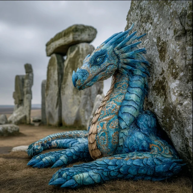 Fantasy Dragon Resting at Stonehenge
