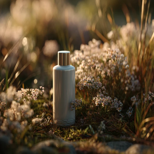 Natural Shampoo Bottle in Meadow Golden Hour
