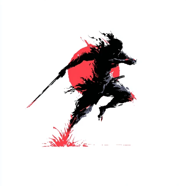 Samurai Silhouette Icon Minimalist Japanese Art