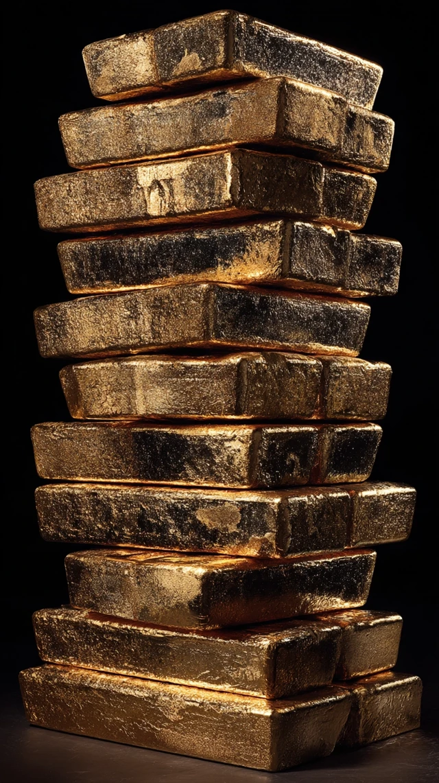 Gold Bars Stacked High Financial Wealth
