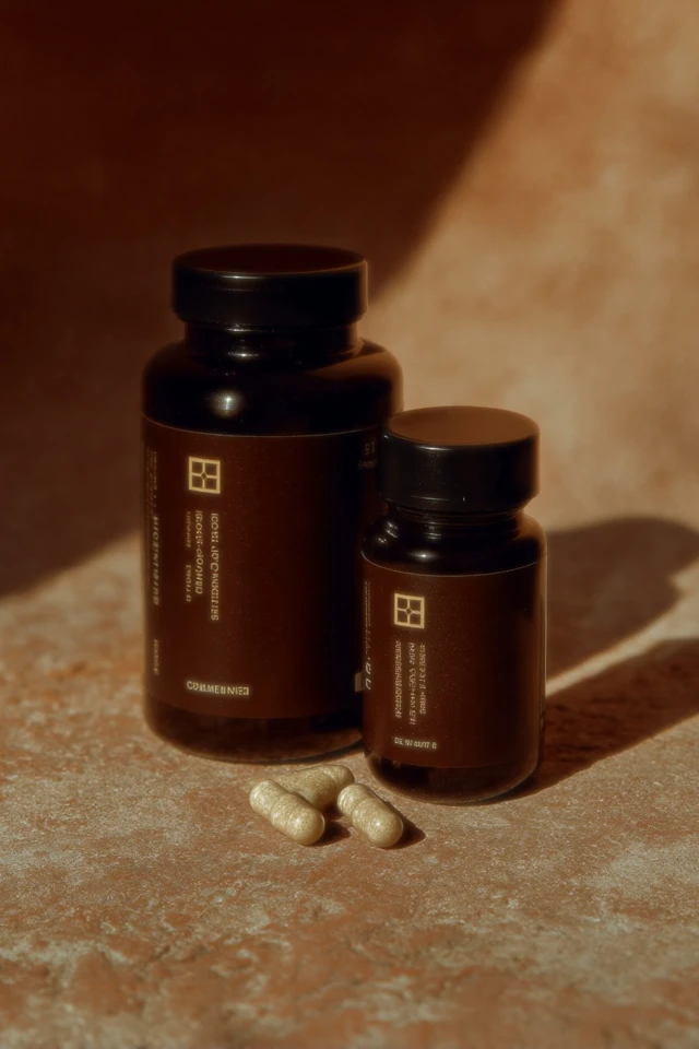 Wellness Supplement Bottles Minimalist Photo