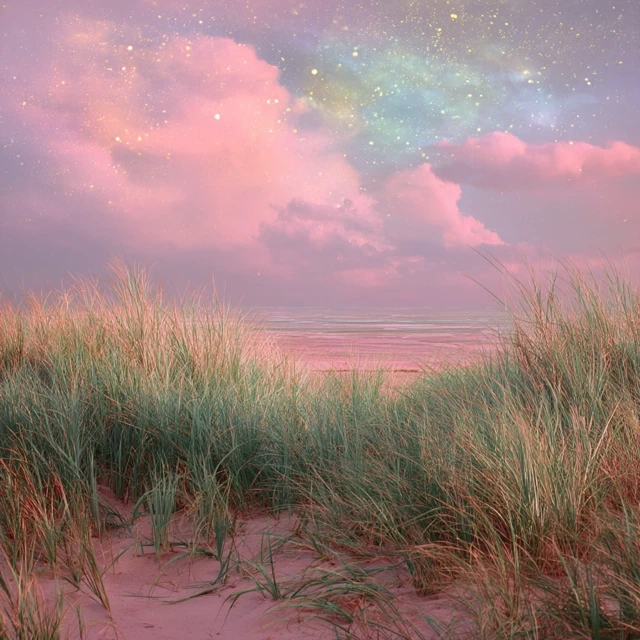 Seaside Grass and Alien Sky Photography