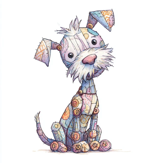 Adorable Tin Dog Illustration for Kids