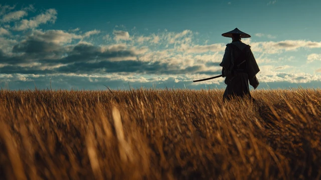 Samurai in a Wheat Field Cinematic Artwork