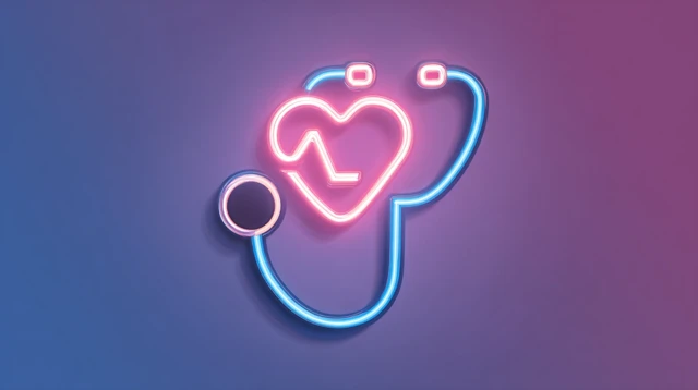 Futuristic Heart Stethoscope Icon Design