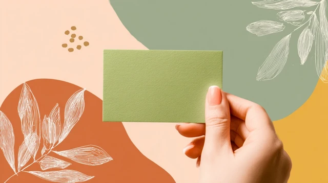Blank Green Card Hand Illustrated Abstract Background