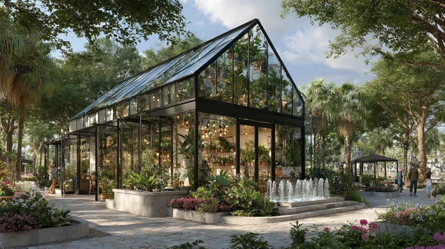 Modern Greenhouse in Urban Park Nature and Design