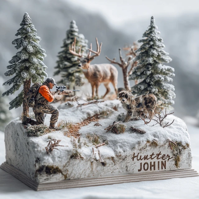 Winter Hunting Diorama Scene Miniature Artwork