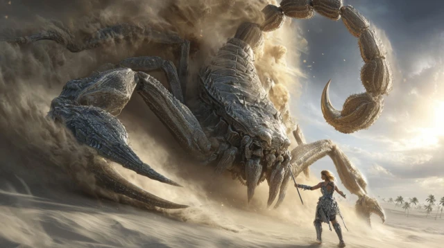 Giant Scorpion vs Warrior Desert Battle