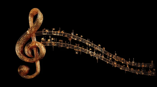 Gold Music Note Sheet Music Text