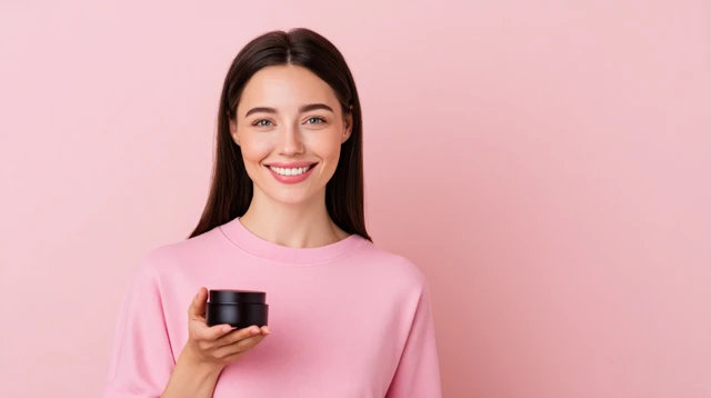 Handcrafted Skincare Product Showcase with Young Model