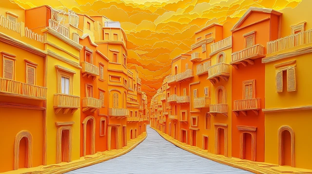 Paper Cut Italian Streetscape Art
