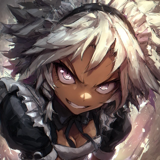Anime Maid Illustration Black Male Character