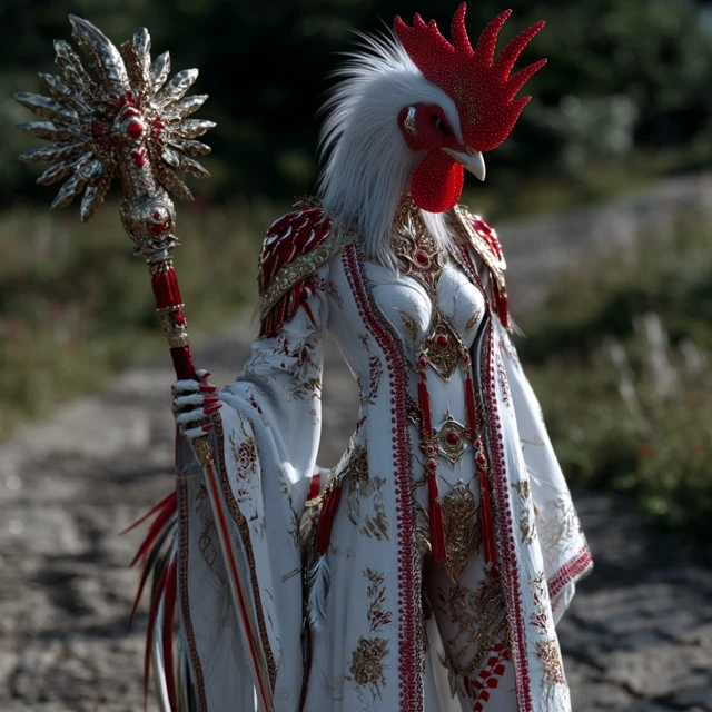 Rooster Goddess Divine Fantasy Art