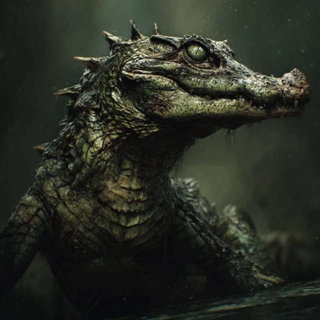 Mutated Crocodile Lizard Realistic Creature Art