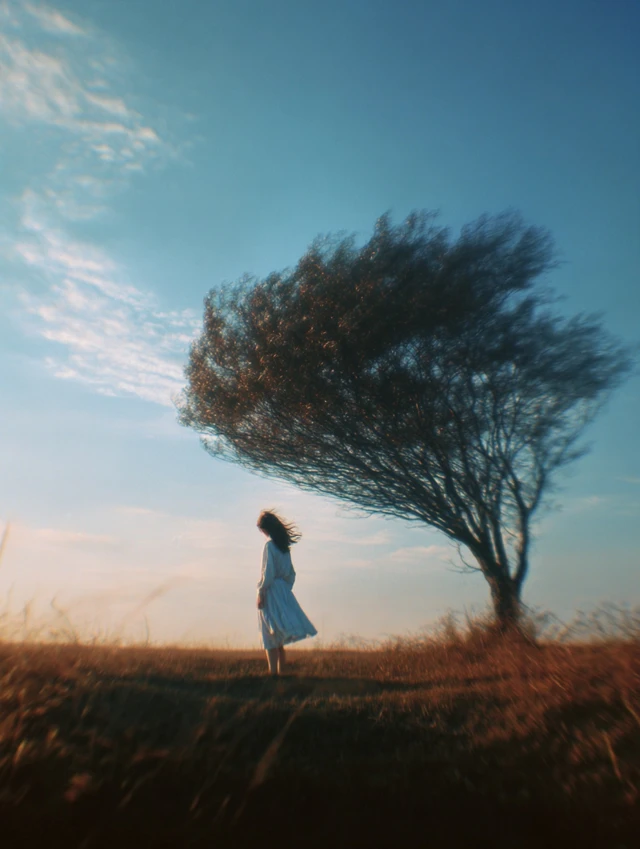 Girl and Tree Lomo Photo