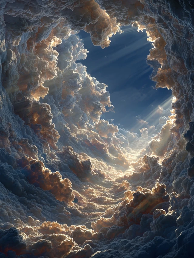 Cloud Tunnel Skyscape Golden Light Hyperrealism