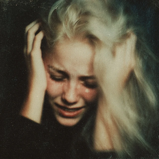 Vintage Photo Blonde Woman Crying Emotional Portrait