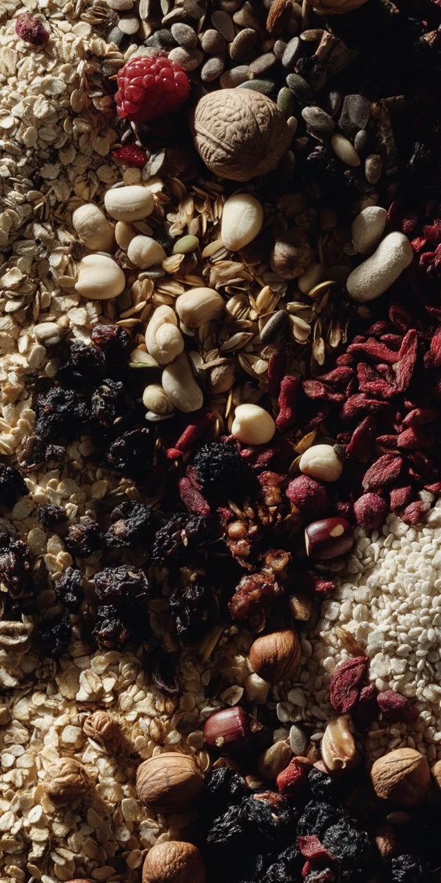 Healthy Grains and Muesli with Berries and Nuts