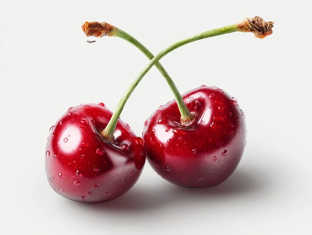 Fresh Red Cherries Photorealistic Detail