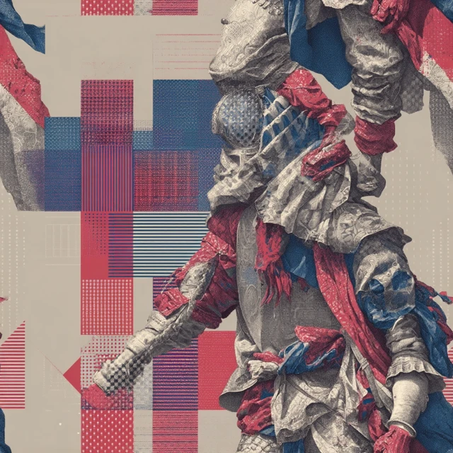 Renaissance Warrior Illustration with Optical Art