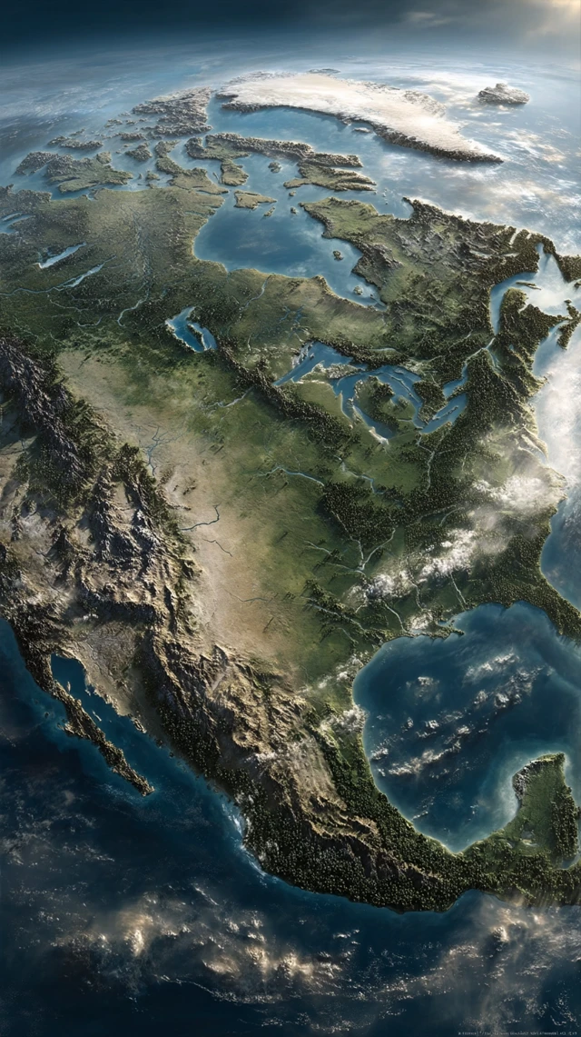 Alternate North America No Ice Age 3D Map