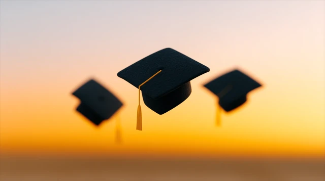 Graduation Caps in Golden Hour Celebration