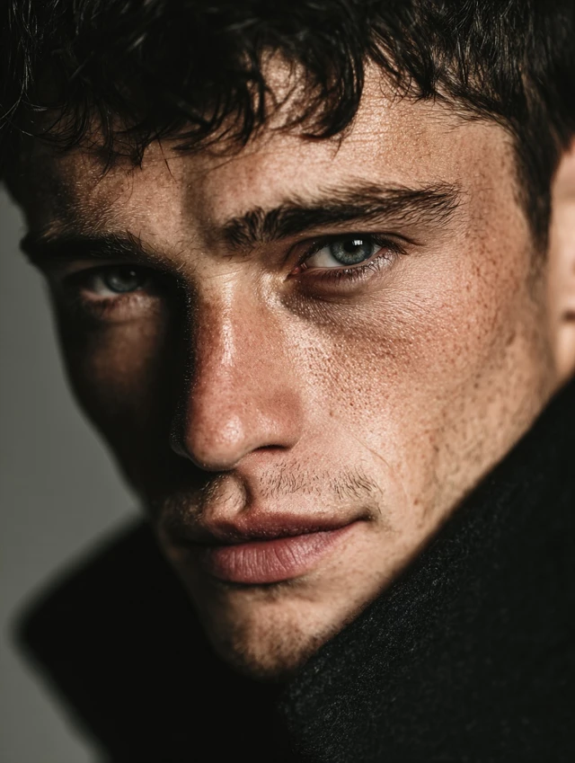 European Male Model Portrait Close Up Fashion Magazine
