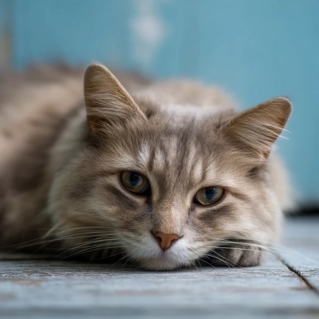 Sad Homeless Cat with Dull Coat