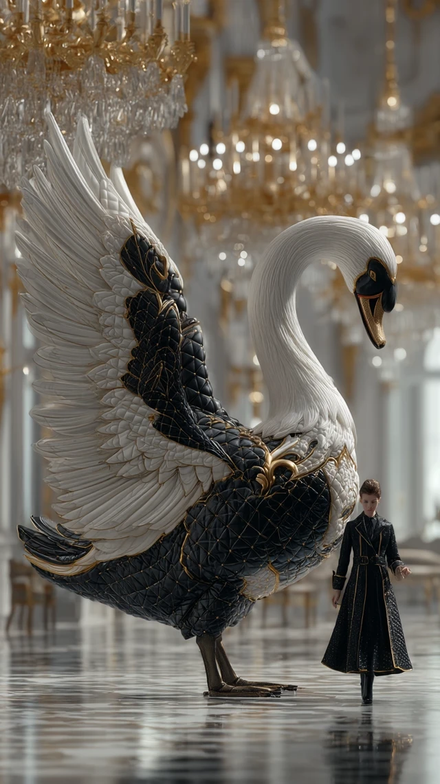 Majestic Swan in a Luxurious Palace 4K