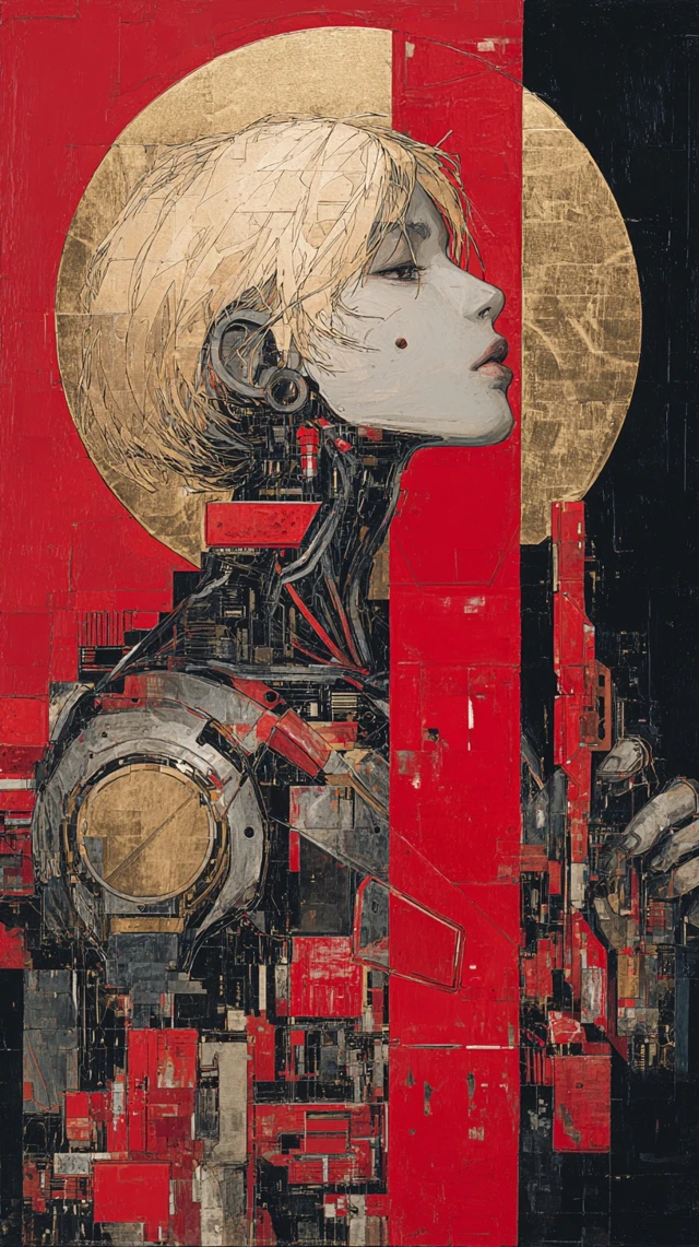 Cyberpunk Woman Mechanical Armor Art