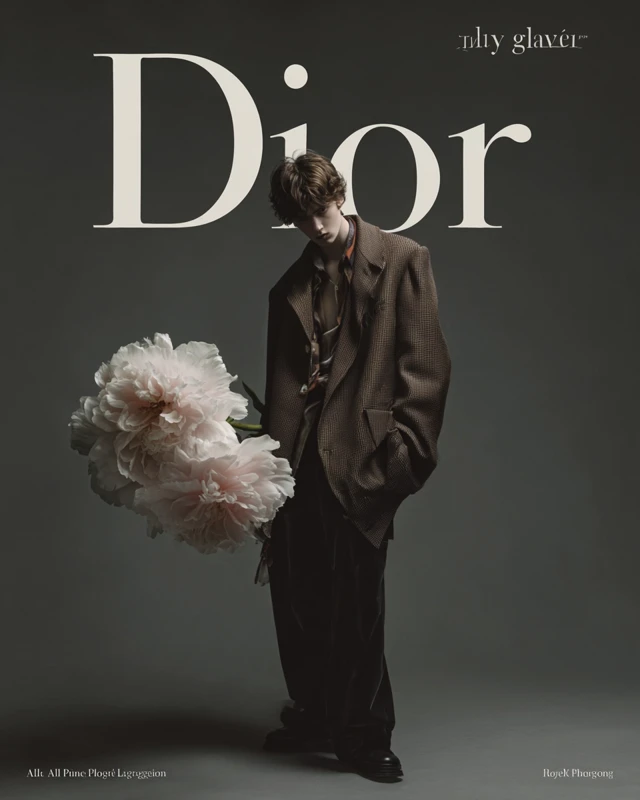 Dior Editorial Fashion Cover Oversized Jacket and Peony