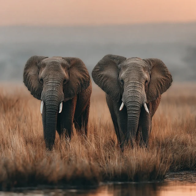 Majestic Elephants Golden Hour Wildlife Photography