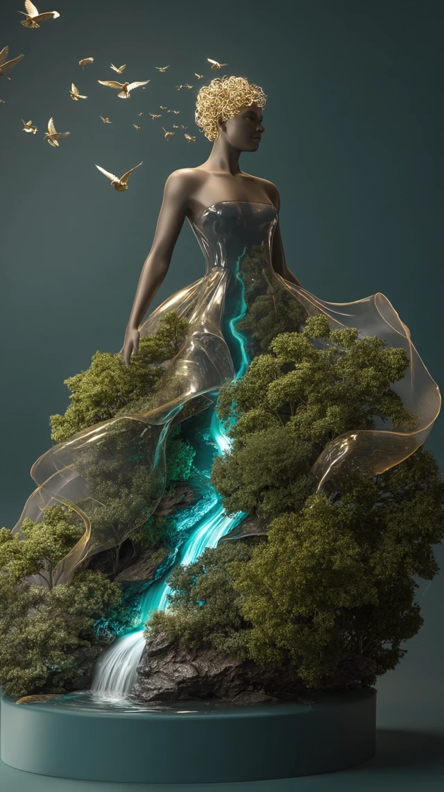 Woman in a Transparent Dress Nature Inspired