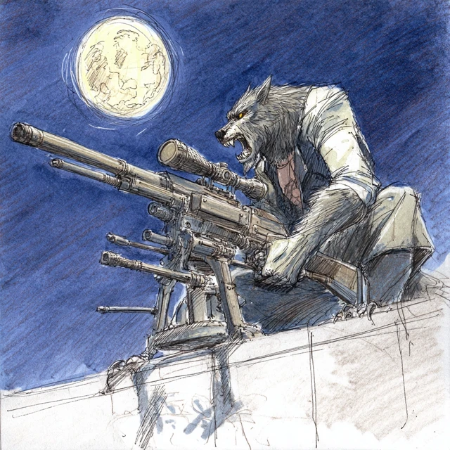 Werewolf with Vulcan Rifle Angus McBride Style