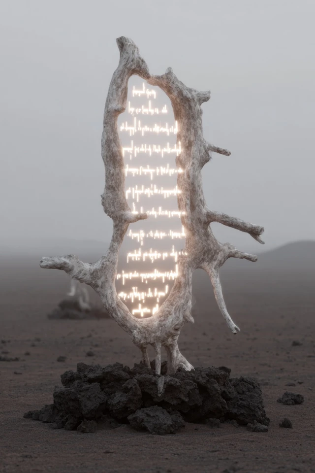 Charred Forest Glyphs Ancient Symbolism Artwork