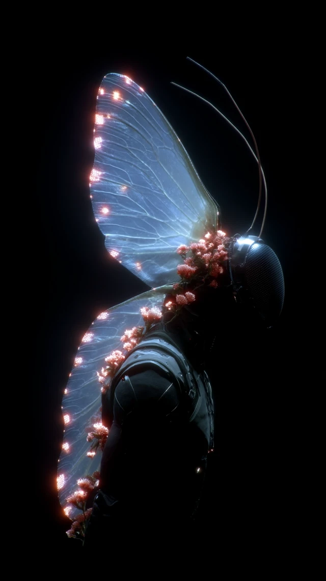 Neon Extinct Butterfly Digital Art