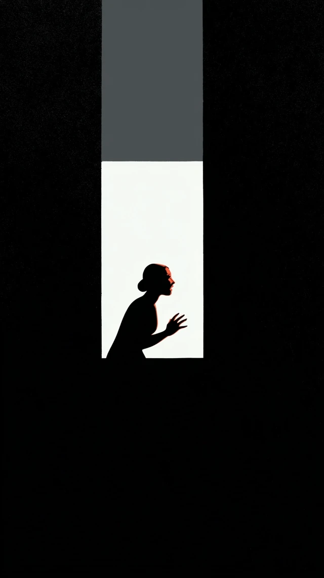 Fearful Woman Silhouette Illustration